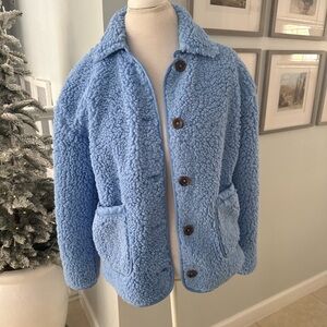 J. Crew Sky Blue shearling Jacket